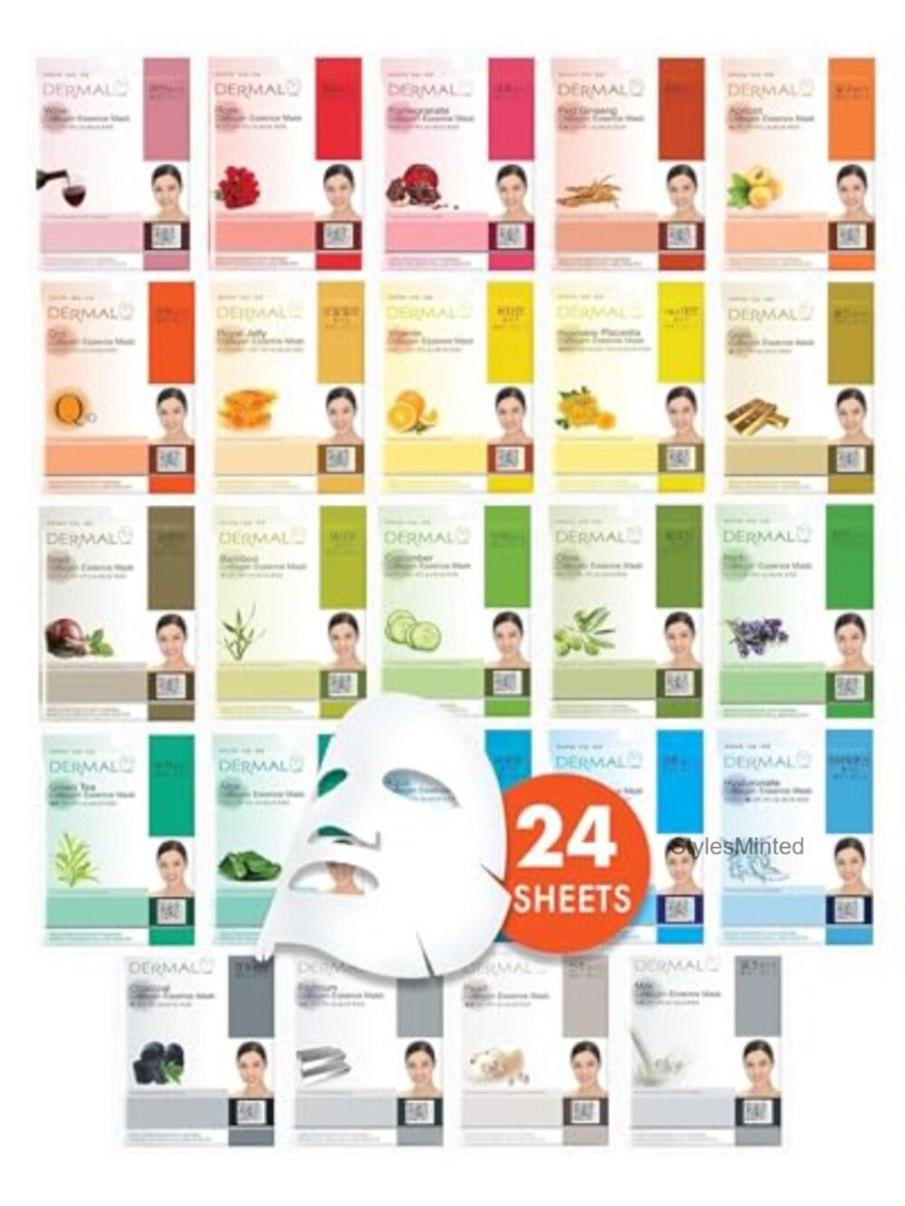 Korean Sheet Mask Variety Pack 24 Collagen Essence Skincare Set